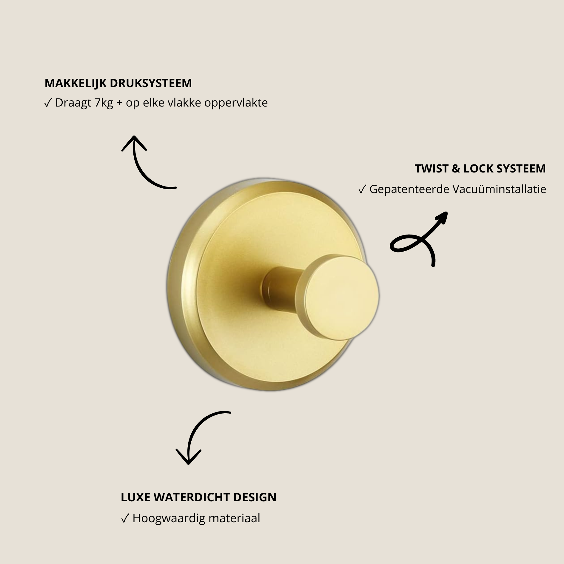 Ultramax Haken™ — goud in badkamer